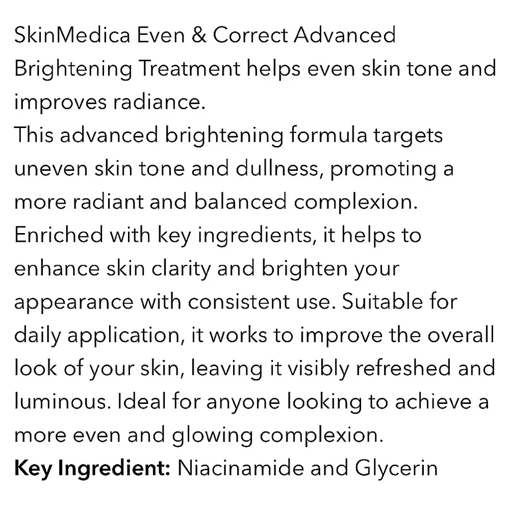 SkinMedica Unopened Even And Correct Advanced Brightening Treatment, 2 Ounce